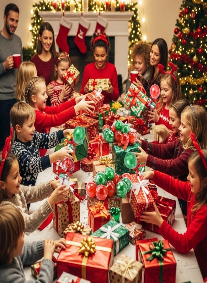 Simgoing 96 Pack Christmas Party Favor Return Gifts for Party Christmas Candy Container Goodie Bags Stuffers Empty Giant Lollipop Fillable Hold from Teacher for Classroom Exchange Stationery Filler - Image 5